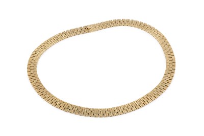 Lot 10 - 9ct gold collar necklace, of textured...
