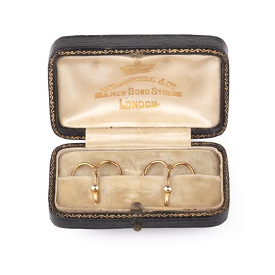 Lot 219 - Pair of yellow metal tie or collar clips...