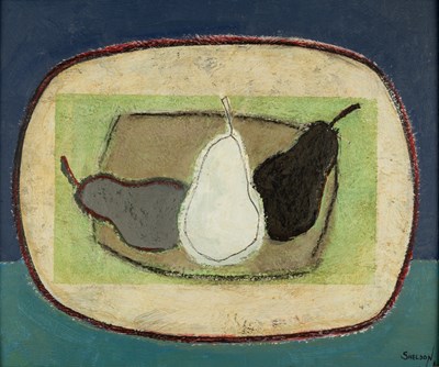 Lot 308 - Ray Sheldon (Contemporary) Three Pears signed...