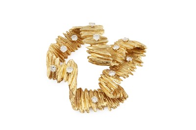 Lot A diamond set panel brooch by Ben Rosenfeld,...