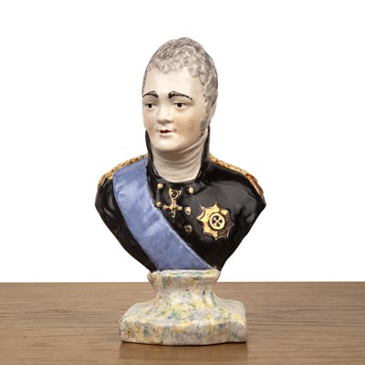 Lot Staffordshire pottery bust of Tsar Alexander...