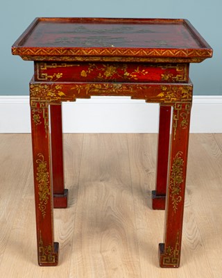 Lot 169 - Two Chinese red lacquered occasional tables