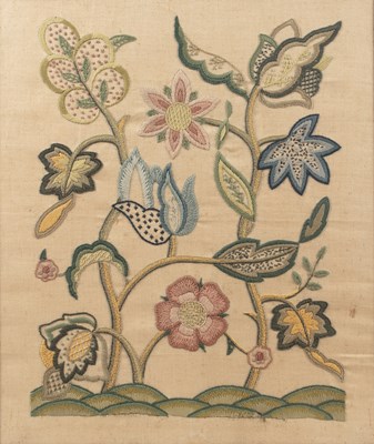 Lot 166 - Crewel work panel 20th Century, polychrome...