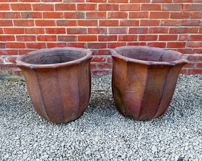 Lot 1446 - A pair of salt-glazed large garden pots