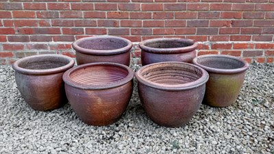 Lot 1374 - Three pairs of garden pots