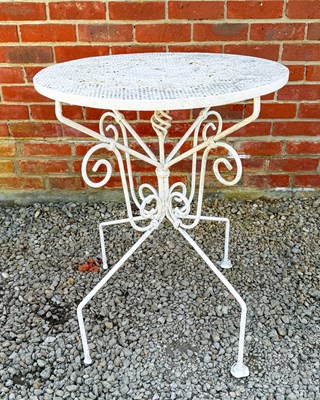 Lot 1339 - A white-painted wrought iron garden table