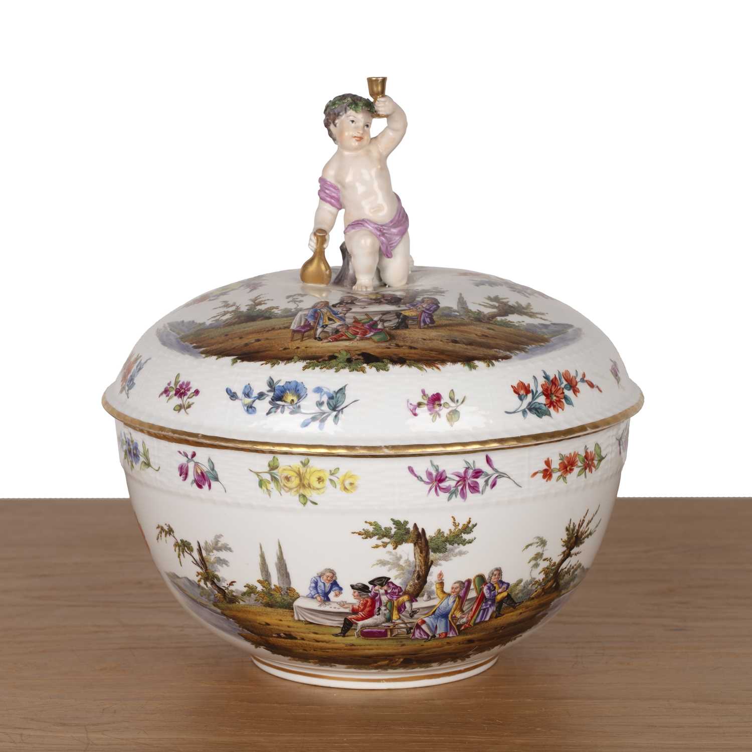 Lot 348 - Berlin porcelain large punch bowl and cover...