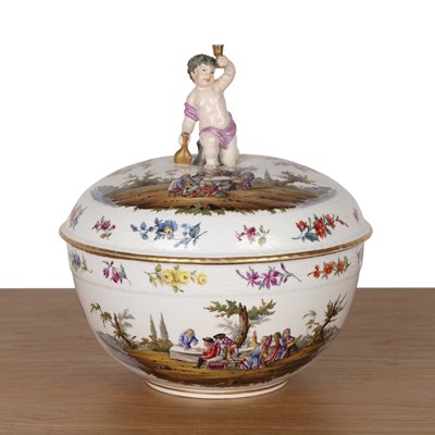 Lot 348 - Berlin porcelain large punch bowl and cover...