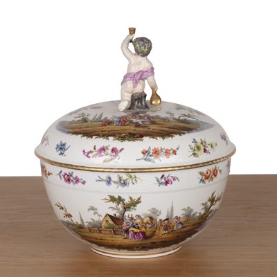 Lot 348 - Berlin porcelain large punch bowl and cover...