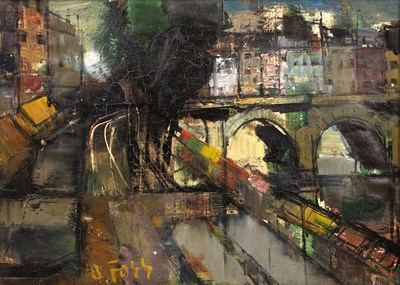 Lot 166 - Olivier Foss (1920-2014) Paris street scene,...