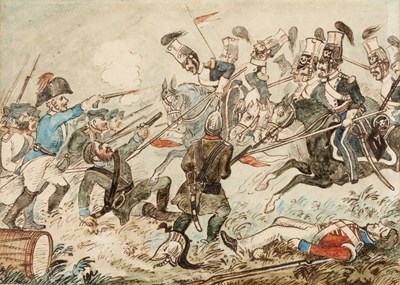 Lot 174 - William Sadler (b.1808) A cavalry charge,...