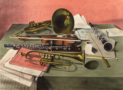 Lot 119 - After Barnett Freedman  'Music Still Life', a...