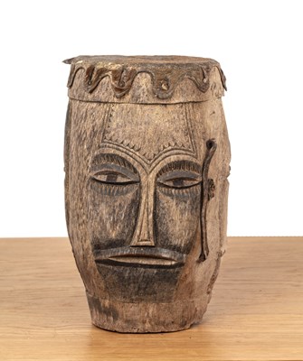 Lot 351 - Tribal carved drum with rawhide top West...