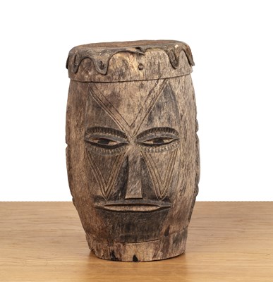 Lot 351 - Tribal carved drum with rawhide top West...