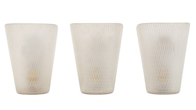 Lot 201 - A group of three mid-20th century glass wall lights