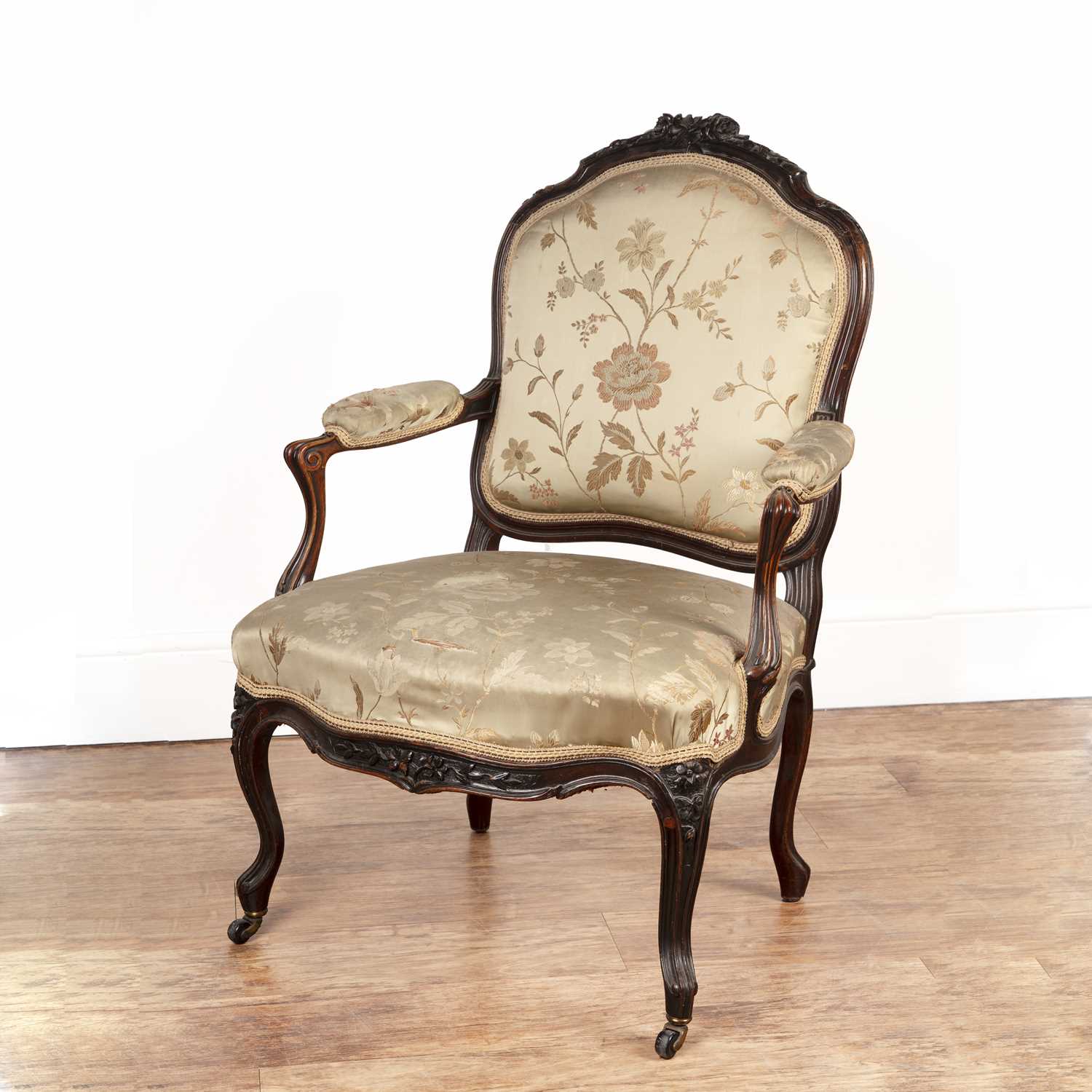 Lot 16 - Carved French-style armchair Late 19th Century,...