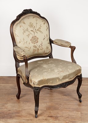 Lot 16 - Carved French-style armchair Late 19th Century,...