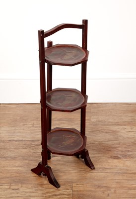 Lot 96 - Chinoiserie folding cake stand the lacquer red...