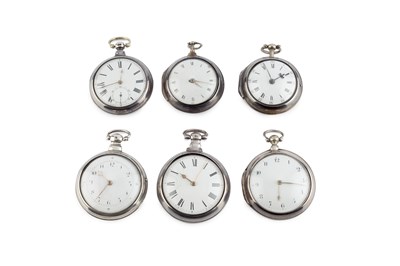 Lot 119 - A George III silver pair case pocket watch,...