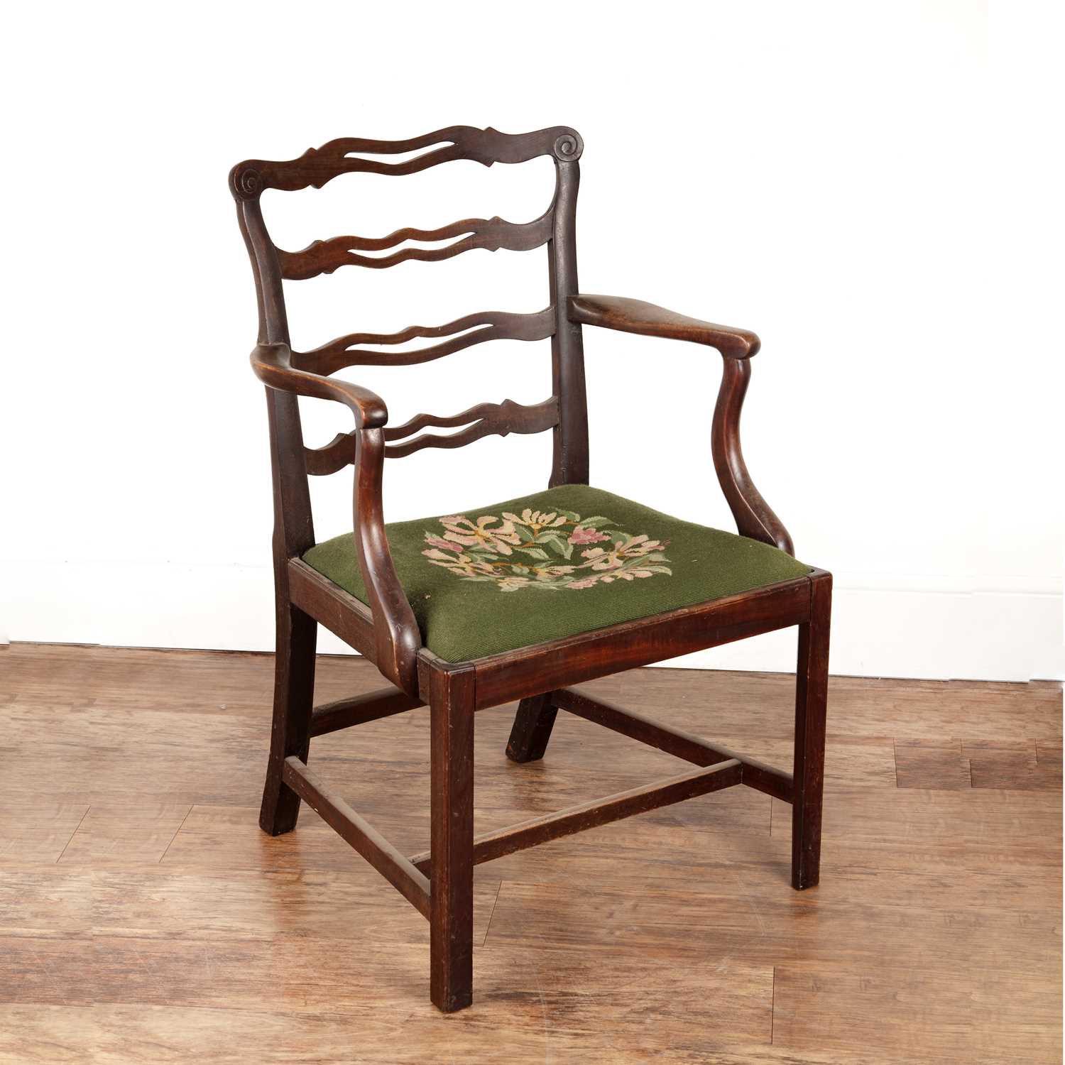 Lot 65 - Mahogany ladderback armchair 19th Century,...