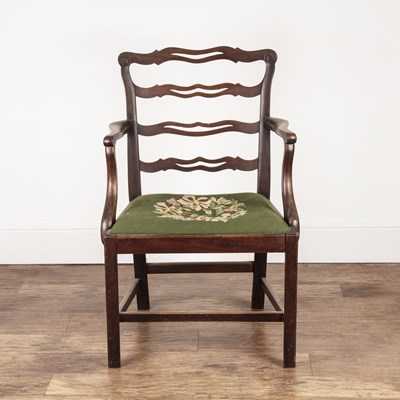 Lot 65 - Mahogany ladderback armchair 19th Century,...