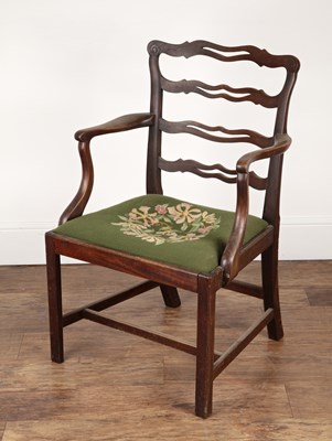 Lot 65 - Mahogany ladderback armchair 19th Century,...