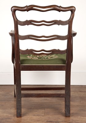 Lot 65 - Mahogany ladderback armchair 19th Century,...