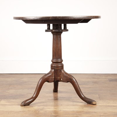 Lot 75 - Oak tripod table 18th Century, on a birdcage...