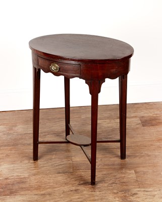 Lot 69 - Mahogany work table of oval form, with a...