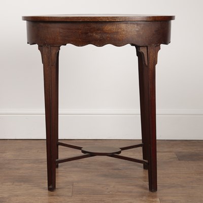 Lot 69 - Mahogany work table of oval form, with a...