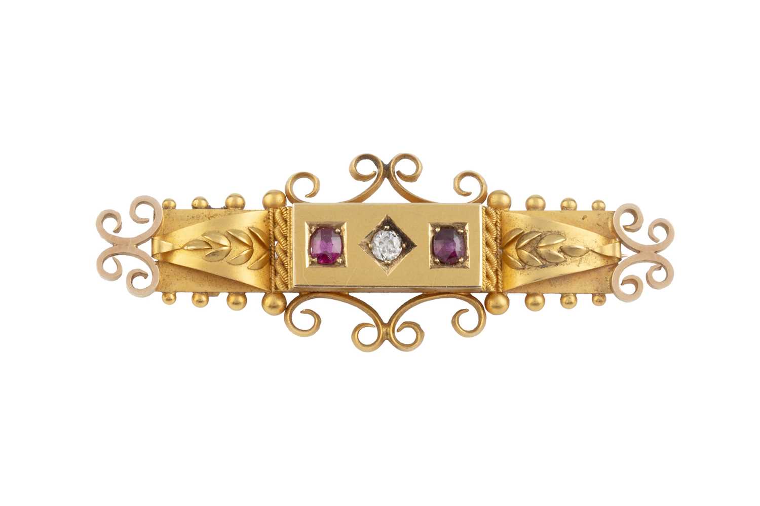 Lot 38 - An Edwardian diamond and gem set panel brooch,...