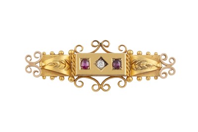 Lot An Edwardian diamond and gem set panel brooch,...