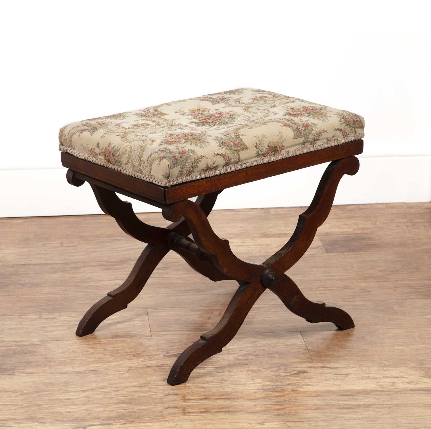 Lot 48 - Mahogany X-framed stool 19th Century, with an...