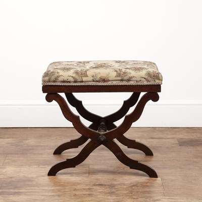 Lot 48 - Mahogany X-framed stool 19th Century, with an...