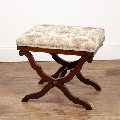 Lot 48 - Mahogany X-framed stool 19th Century, with an...