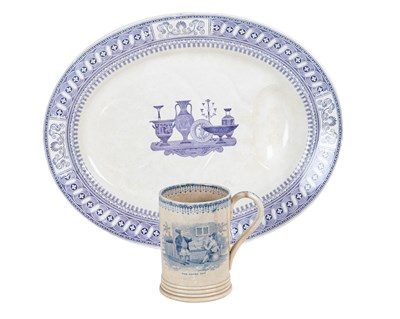 Lot 1164 - A pearlware tankard and a meat platter