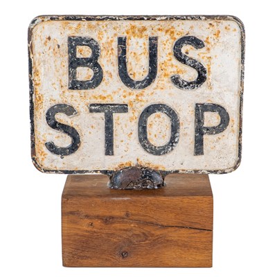 Lot 1218 - A cast iron bus stop sign