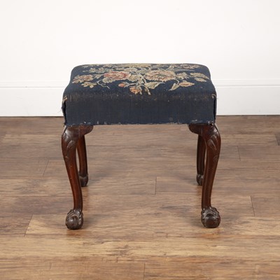 Lot 27 - Mahogany stool on ball and claw feet, with a...
