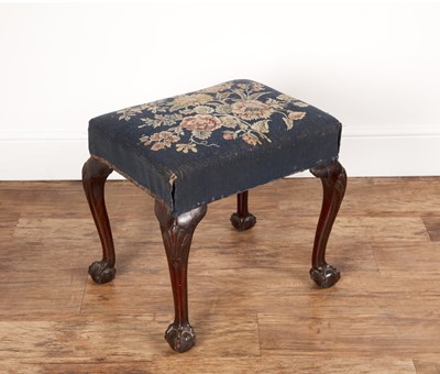 Lot 27 - Mahogany stool on ball and claw feet, with a...