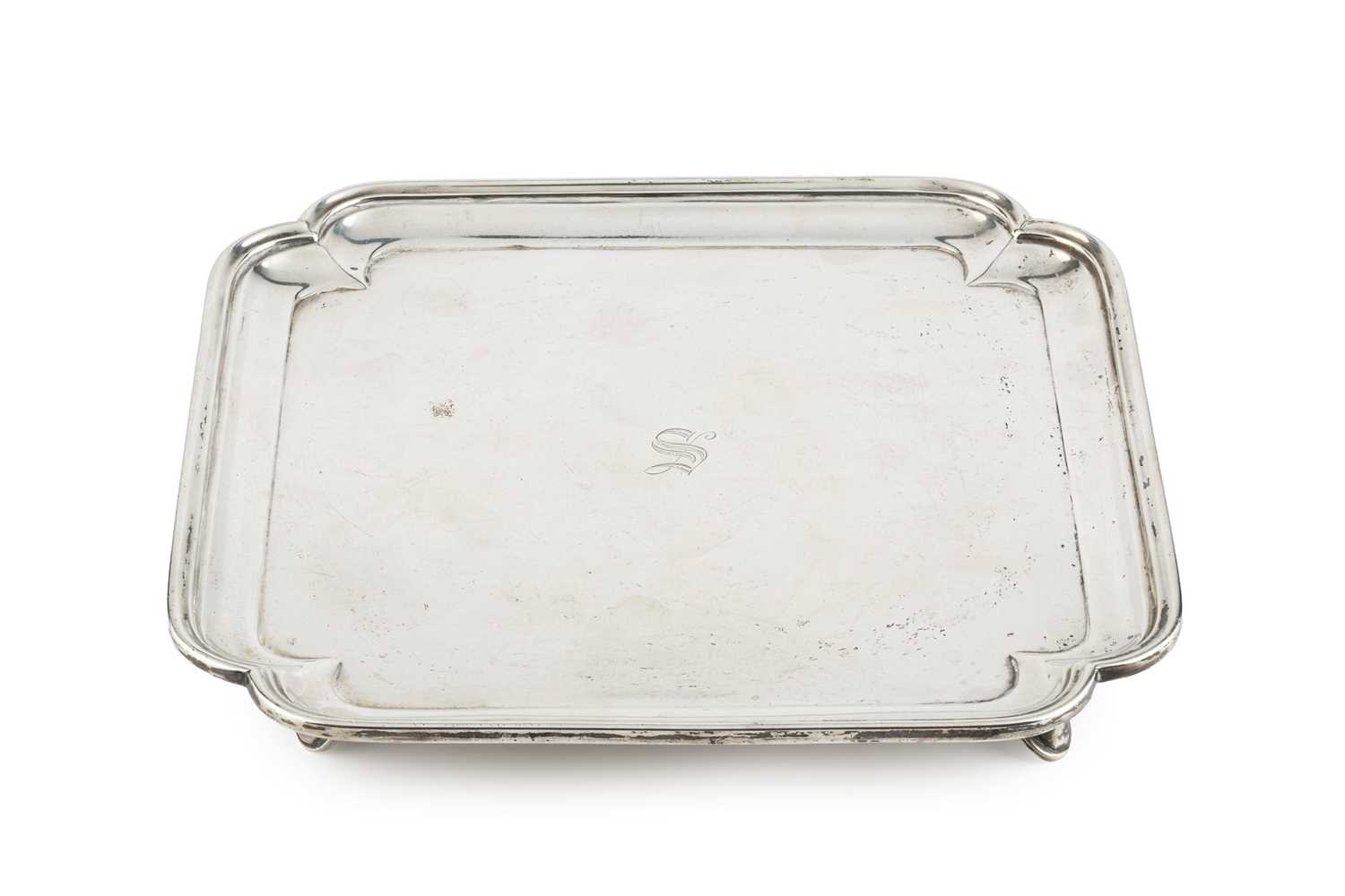 Lot 210 - A George V silver salver, of square form with...