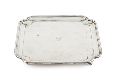 Lot A George V silver salver, of square form with...