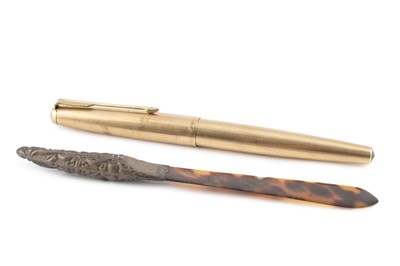 Lot 238 - A gold plated Parker fountain pen, with line...