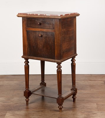 Lot 37 - Bedside or pot cupboard French, with inset...