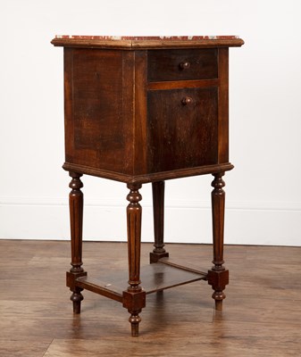 Lot 37 - Bedside or pot cupboard French, with inset...