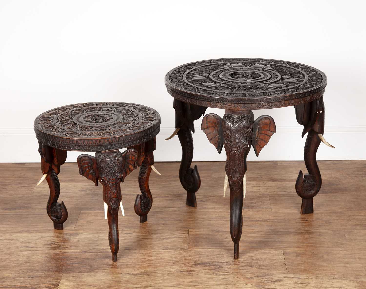 Lot 38 - Two Indian tables 20th Century, hardwood, the...