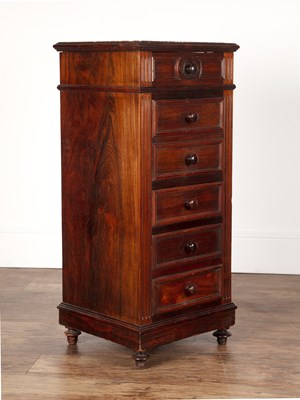 Lot 14 - Rosewood and marble-topped chest of drawers...