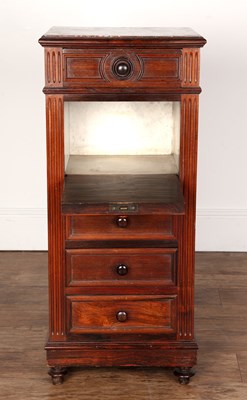 Lot 14 - Rosewood and marble-topped chest of drawers...