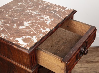 Lot 14 - Rosewood and marble-topped chest of drawers...