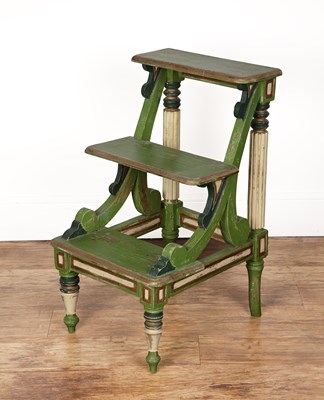 Lot 43 - Painted library or shelf steps Early 20th...