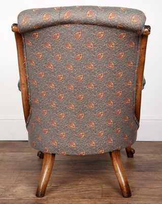 Lot 45 - Walnut-framed open armchair or library chair...